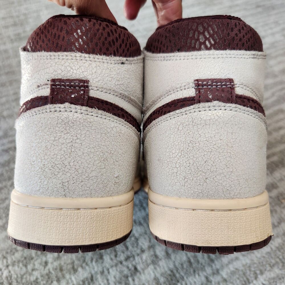 Nike men Air Jordan 1 x A Ma Maniére sail & burgundy hi-top sneakers size 10.5 - Picture 8 of 12